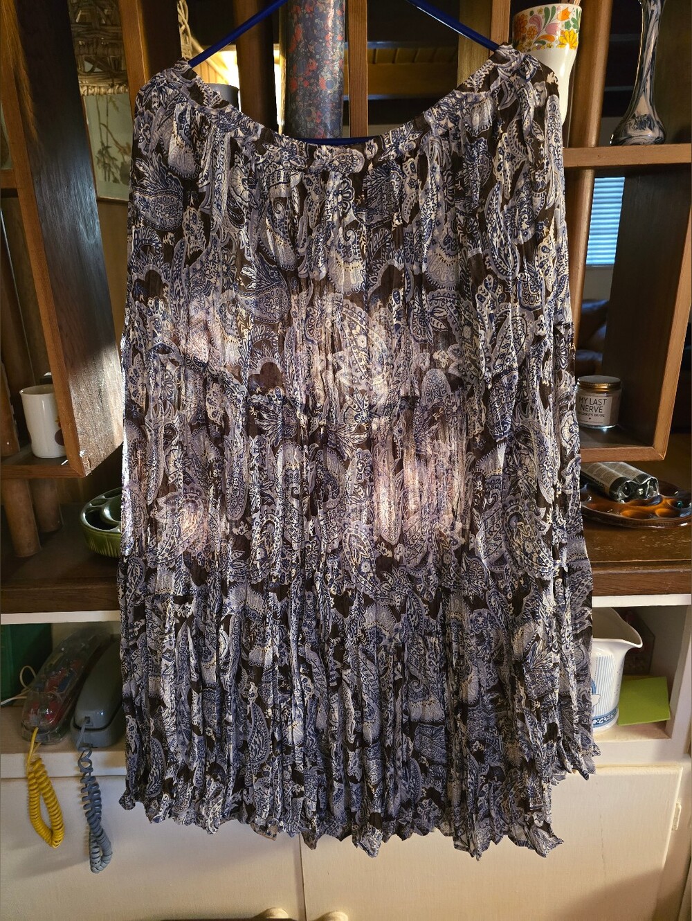 Reversable Boho Pleated Paisley Midi Skirt